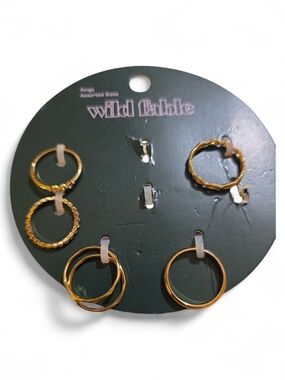 Wild Fable Gold-Tone Mixed Hoop Ring Set
